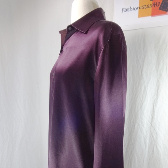 LAUREN RALPH LAUREN Purple Silk Button Shirt 10 - Picture 6 of 8